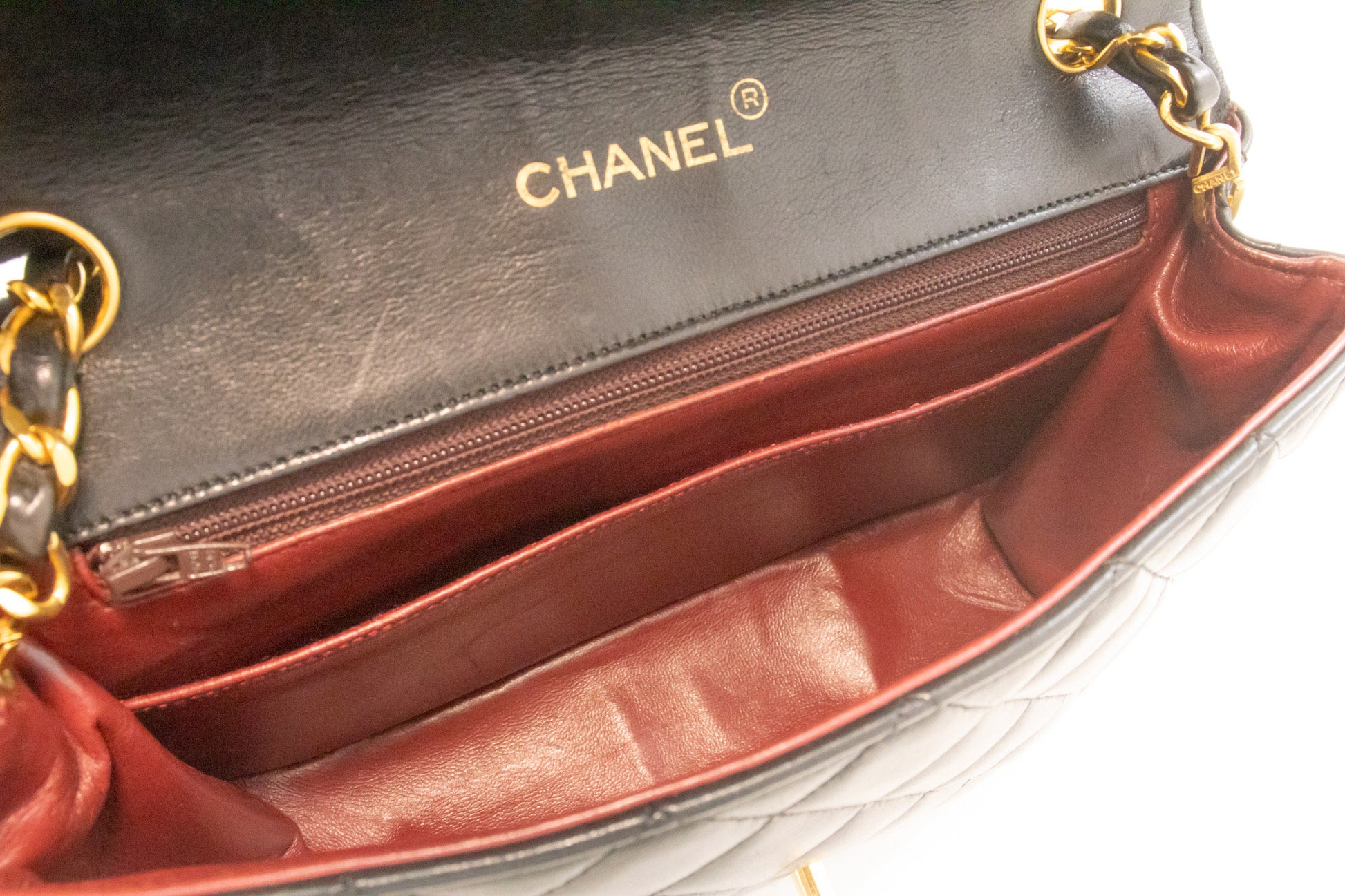 CHANEL Half Moon Chain Shoulder Bag Crossbody Black Quilted Flap an3 hannari-shop