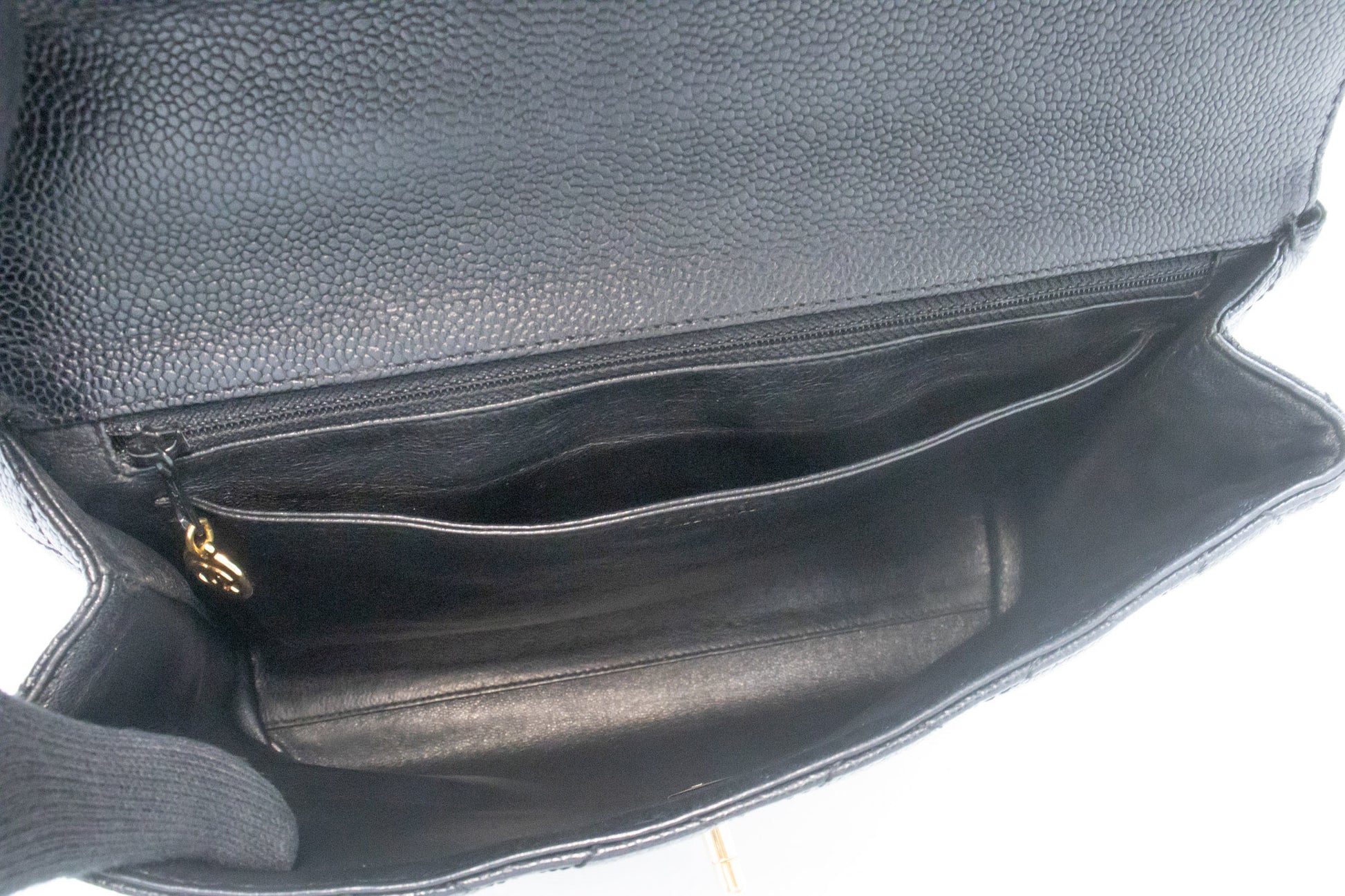 CHANEL Grained Calfskin Handbag Top Handle Bag Kelly Black Flap an4 hannari-shop