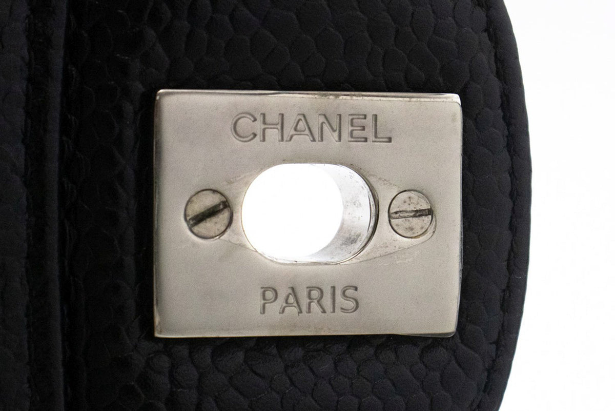 CHANEL Grained Calfskin Double Flap 10" Chain Shoulder Bag Black ao1 hannari-shop