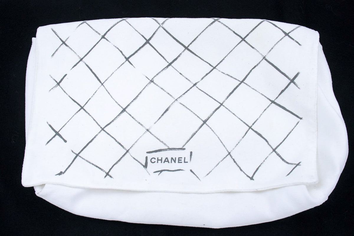 CHANEL Grained Calfskin Double Flap 10" Chain Shoulder Bag Black ao1 hannari-shop