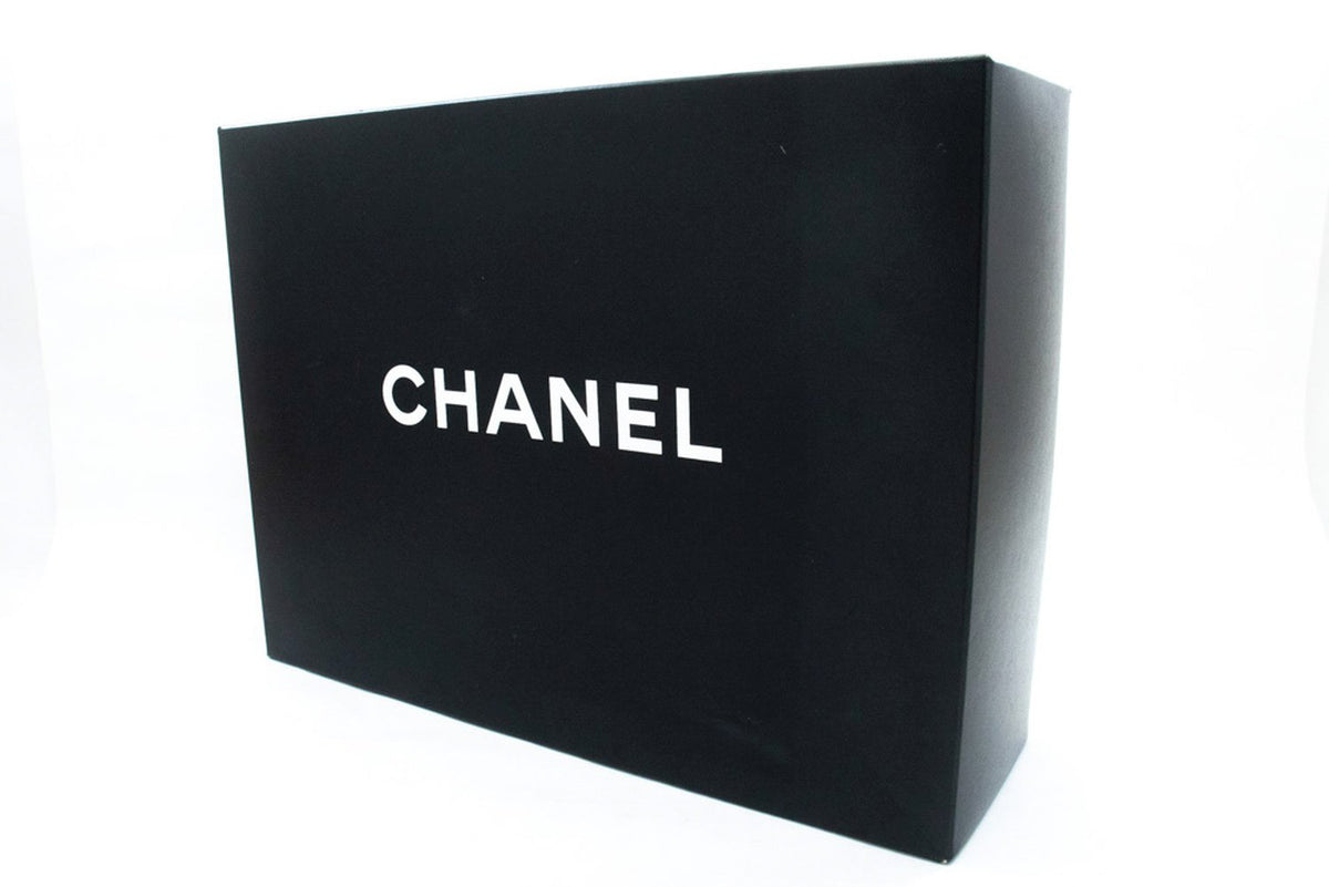 CHANEL Grained Calfskin Double Flap 10" Chain Shoulder Bag Black ao1 hannari-shop