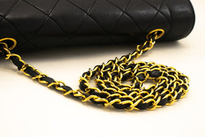 CHANEL Vintage Medium Chain Shoulder Bag Black Lambskin Quilted m38