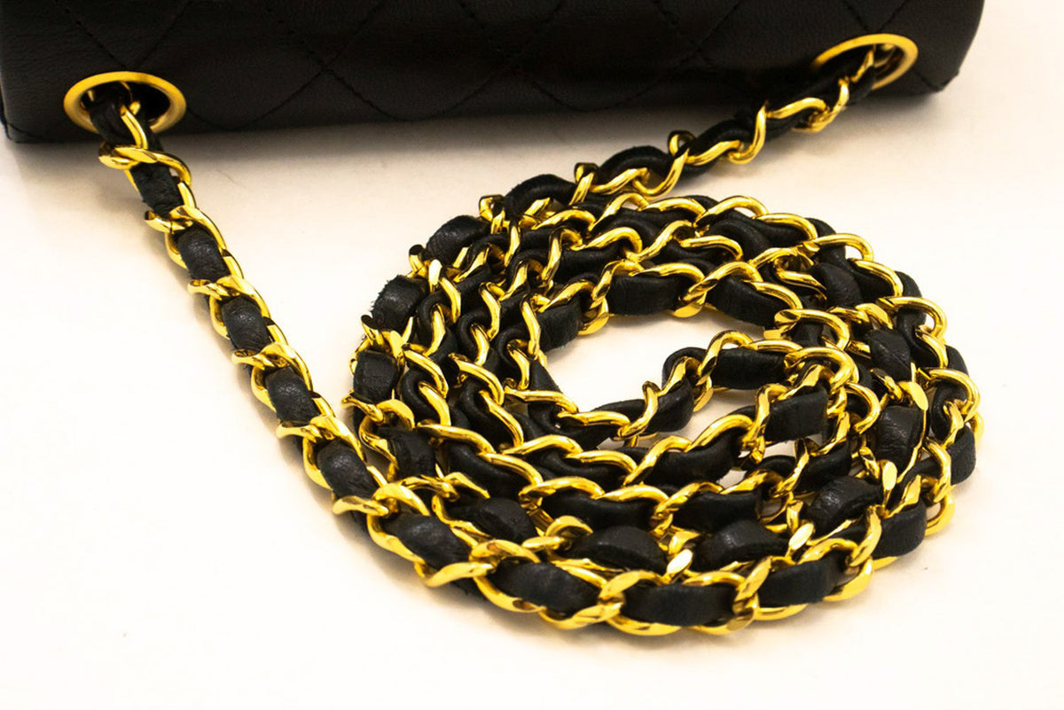 CHANEL Mini Square Small Chain Shoulder Bag Crossbody Black Purse ao3 hannari-shop