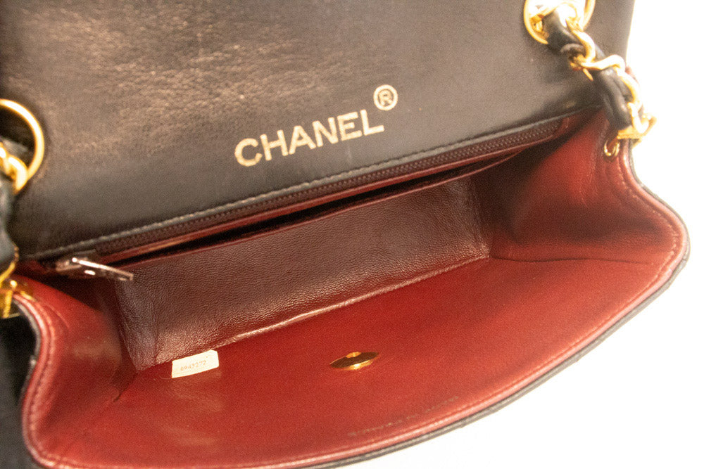 CHANEL Mini Square Small Chain Shoulder Bag Crossbody Black Purse ao3 hannari-shop