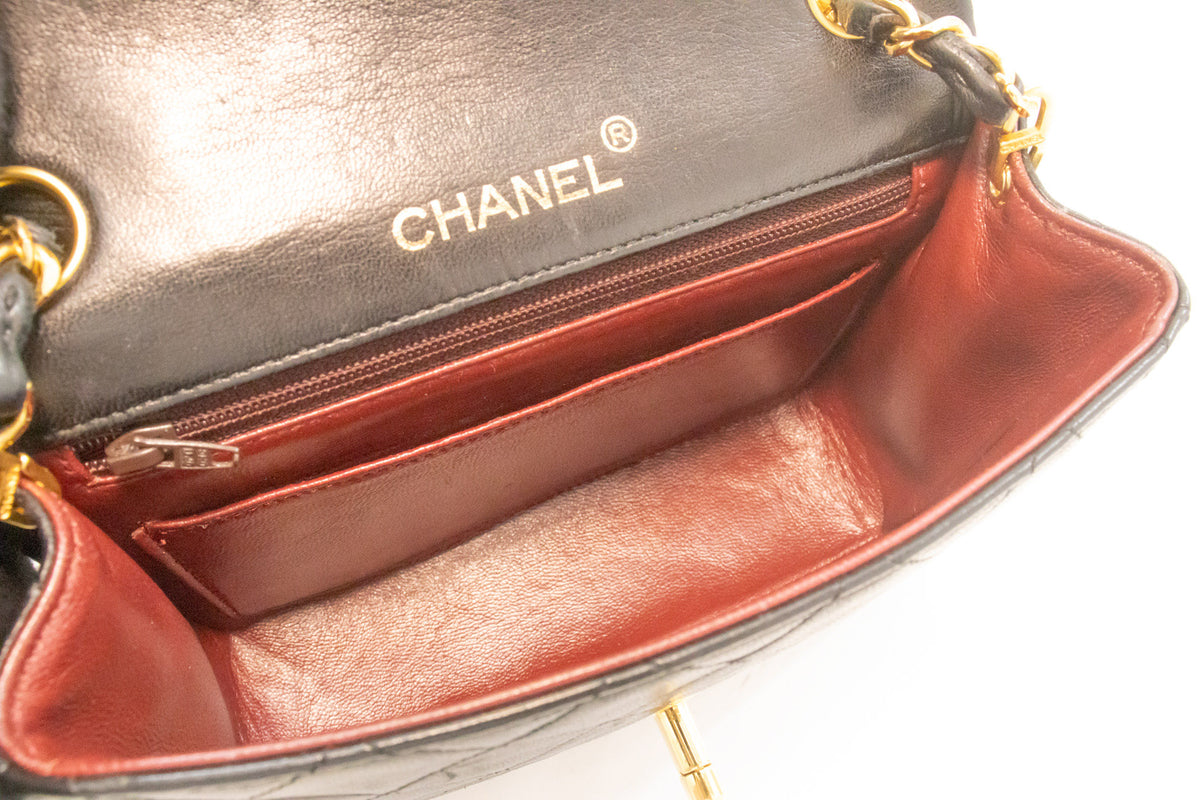 CHANEL Mini Square Small Chain Shoulder Bag Crossbody Black Purse ao3 hannari-shop