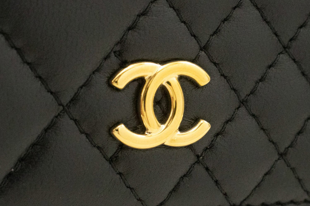CHANEL Black Classic Wallet On Chain WOC Shoulder Bag Crossbody ao2 hannari-shop
