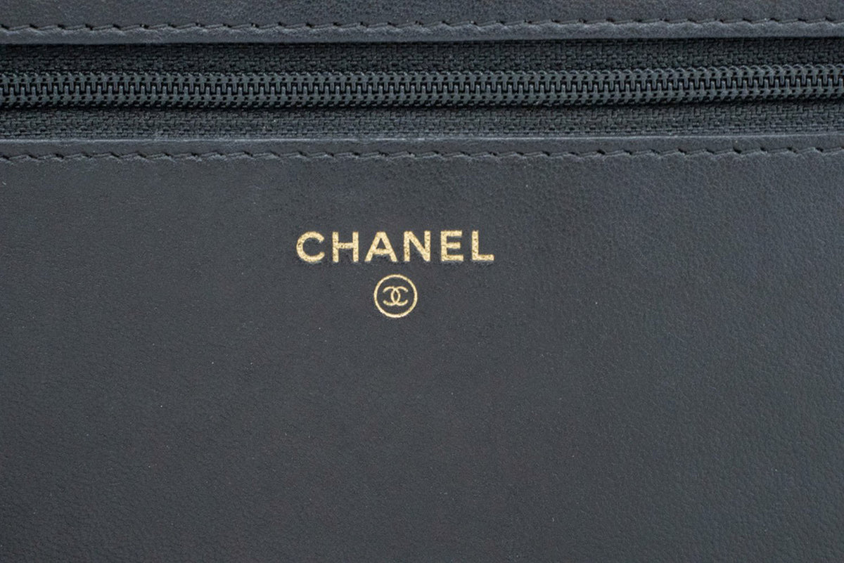 CHANEL Black Classic Wallet On Chain WOC Shoulder Bag Crossbody ao2 hannari-shop