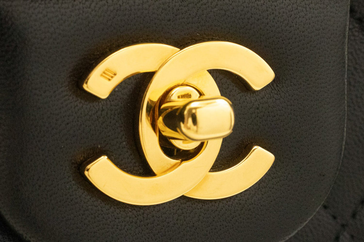 CHANEL Classic Double Flap Square Chain Shoulder Bag Black an8 hannari-shop