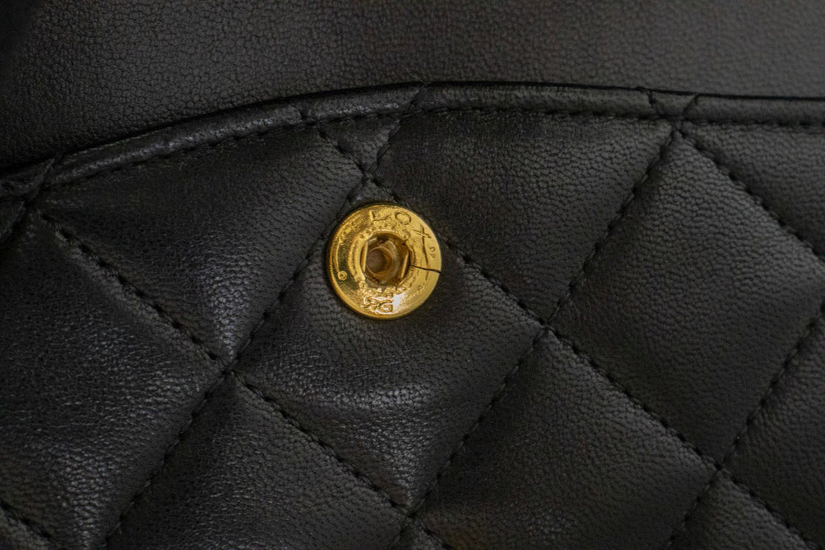 CHANEL Classic Double Flap Square Chain Shoulder Bag Black an8 hannari-shop