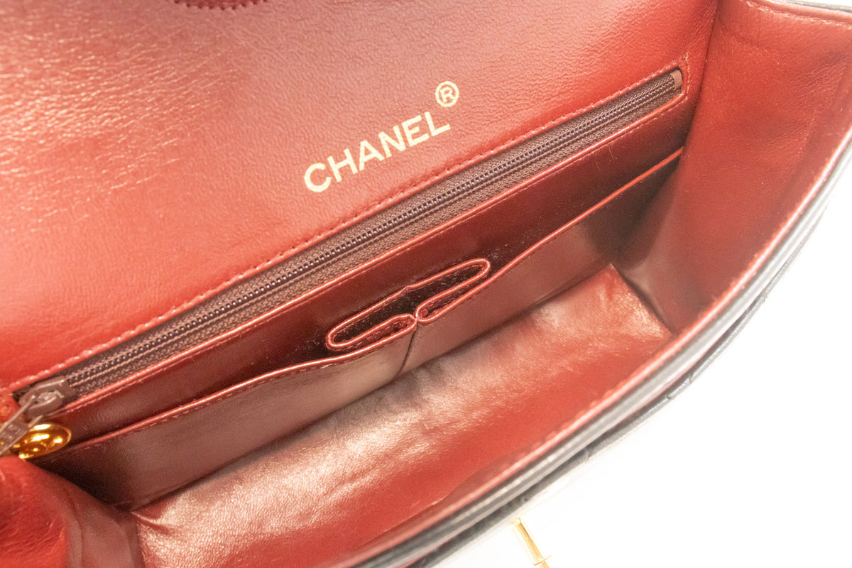 CHANEL Classic Double Flap Square Chain Shoulder Bag Black an8 hannari-shop
