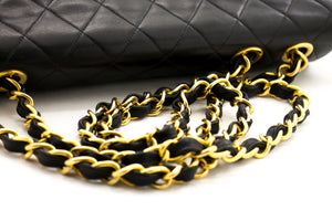 CHANEL Jumbo 13" Maxi 2.55 Flap Chain Shoulder Bag Black Lambskin d68