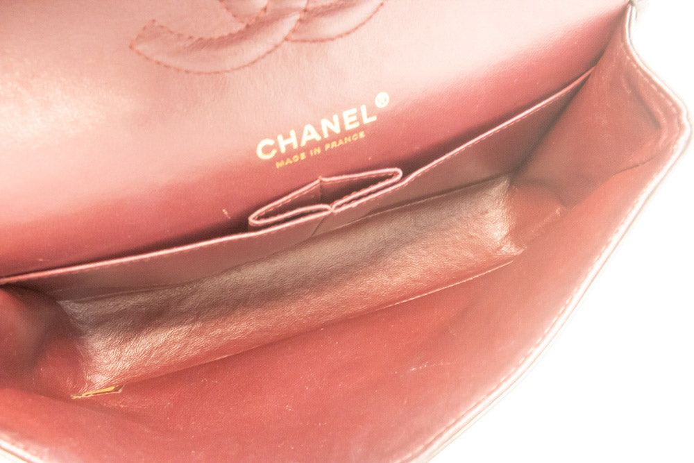 CHANEL Classic Double Flap 10" Chain Shoulder Bag Black Lambskin aq1 hannari-shop
