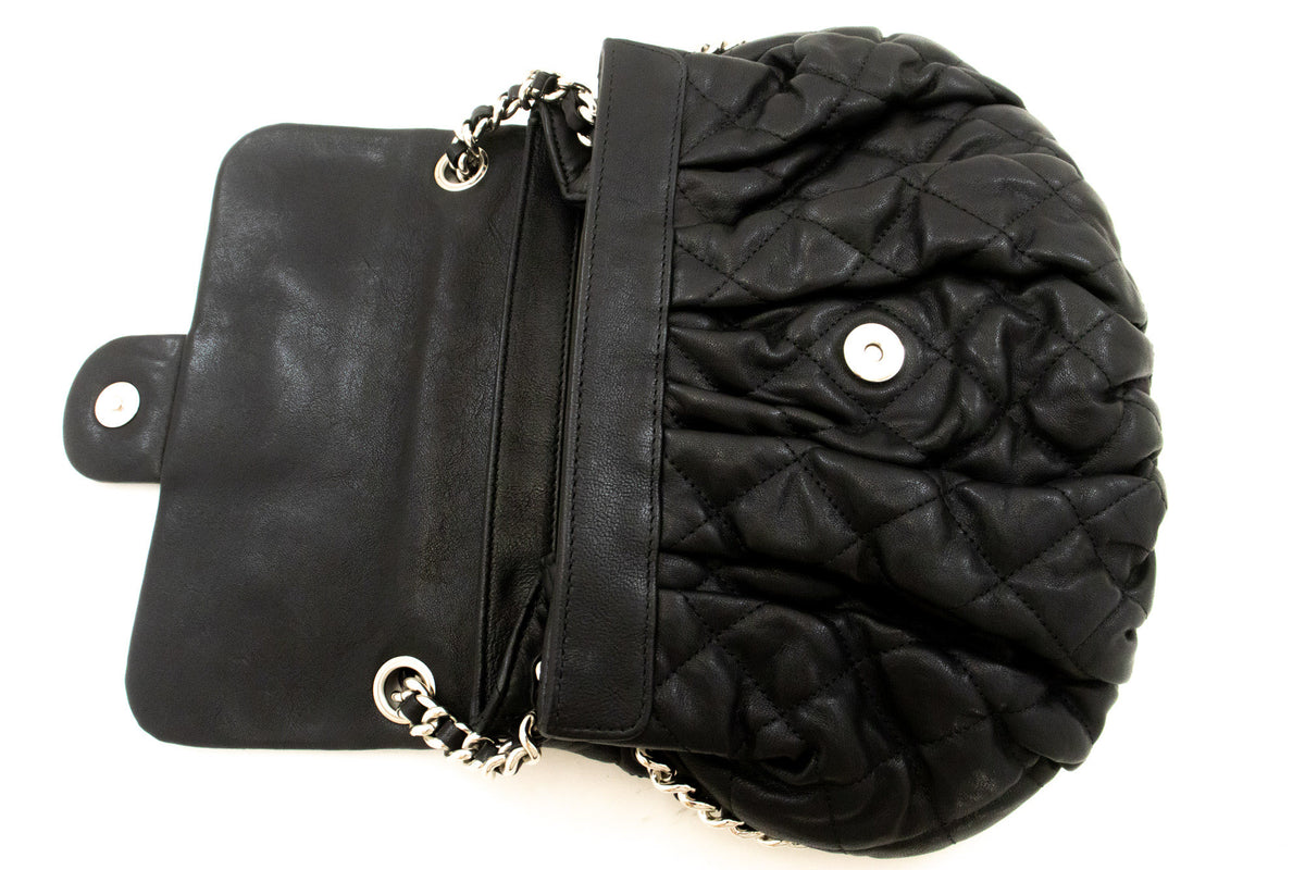 CHANEL Chain Around Shoulder Bag Crossbody Black Calfskin Leather ap9 hannari-shop