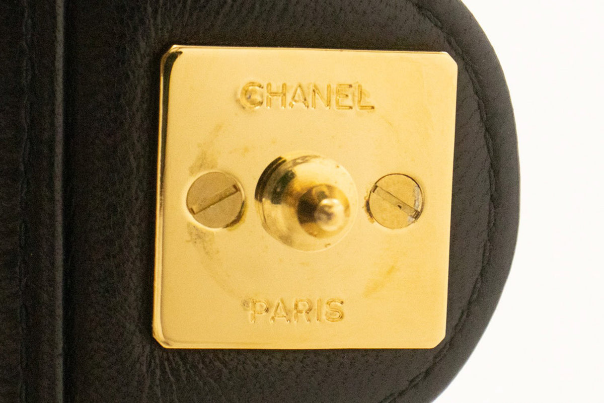 CHANEL Small Chain Shoulder Bag Clutch Black Quilted Flap Lambskin ap4 hannari-shop