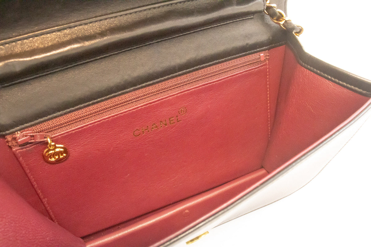 CHANEL Full Flap Chain Shoulder Bag Clutch Black Quilted Lambskin ao5 hannari-shop