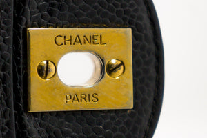 Τσάντα ώμου CHANEL Jumbo Caviar 11" Μαύρο πάπλωμα e23 με μεγάλη αλυσίδα