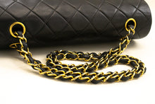 CHANEL Classic Double Flap 10" Chain Shoulder Bag Black Lambskin m78 hannari-shop