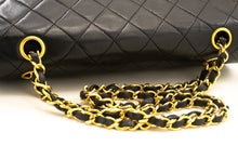 CHANEL Classic Double Flap 10" Chain Shoulder Bag Black Lambskin n05 hannari-shop