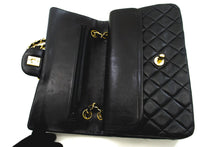 CHANEL Classic Double Flap 10" Chain Shoulder Bag Black Lambskin n05 hannari-shop