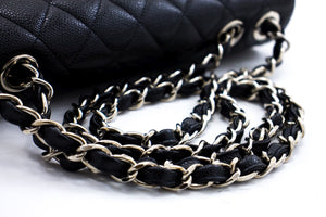 CHANEL Large Classic Handbag Chain Shoulder Bag Flap Black Caviar g66