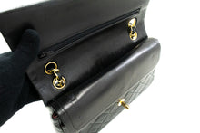 CHANEL Classic Double Flap 9" Chain Shoulder Bag Black Lambskin m87 hannari-shop