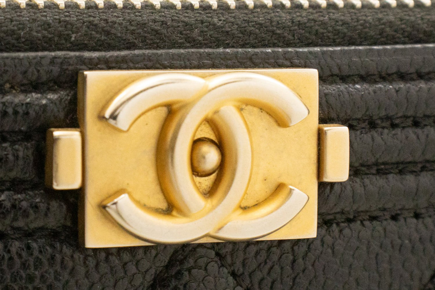 Portefeuille CHANEL Boy Noir Caviar Wallet On Chain WOC Double Zip Épaule n35 hannari-shop