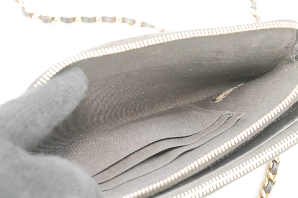 Portefeuille CHANEL Boy Noir Caviar Wallet On Chain WOC Double Zip Épaule n35 hannari-shop