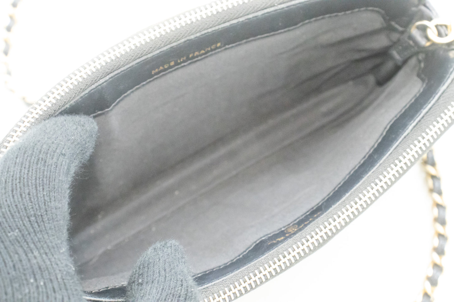 Portefeuille CHANEL Boy Noir Caviar Wallet On Chain WOC Double Zip Épaule n35 hannari-shop