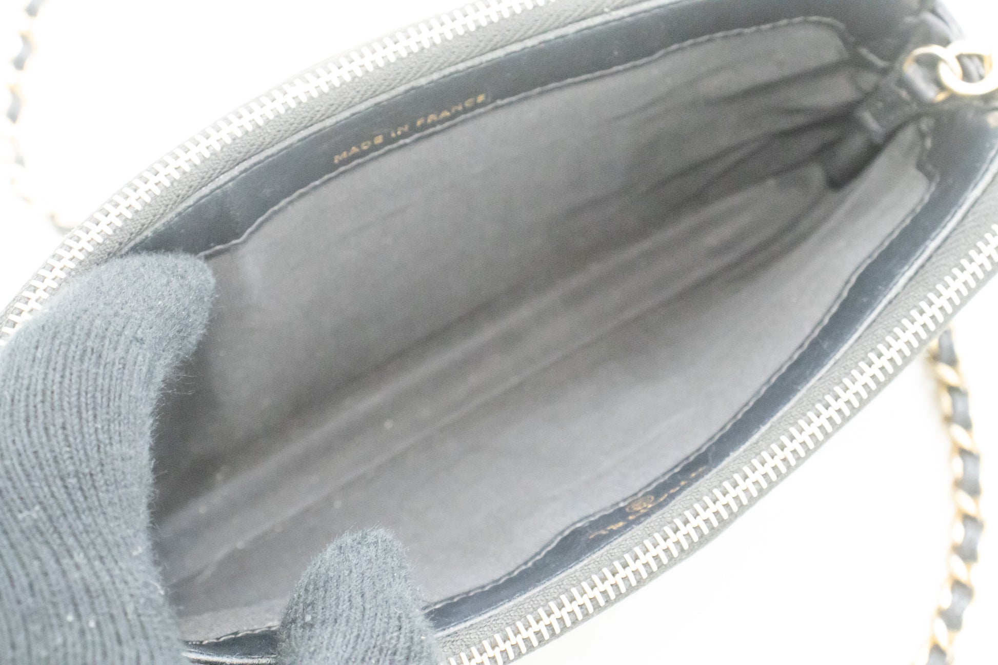 Portefeuille CHANEL Boy Noir Caviar Wallet On Chain WOC Double Zip Épaule n35 hannari-shop
