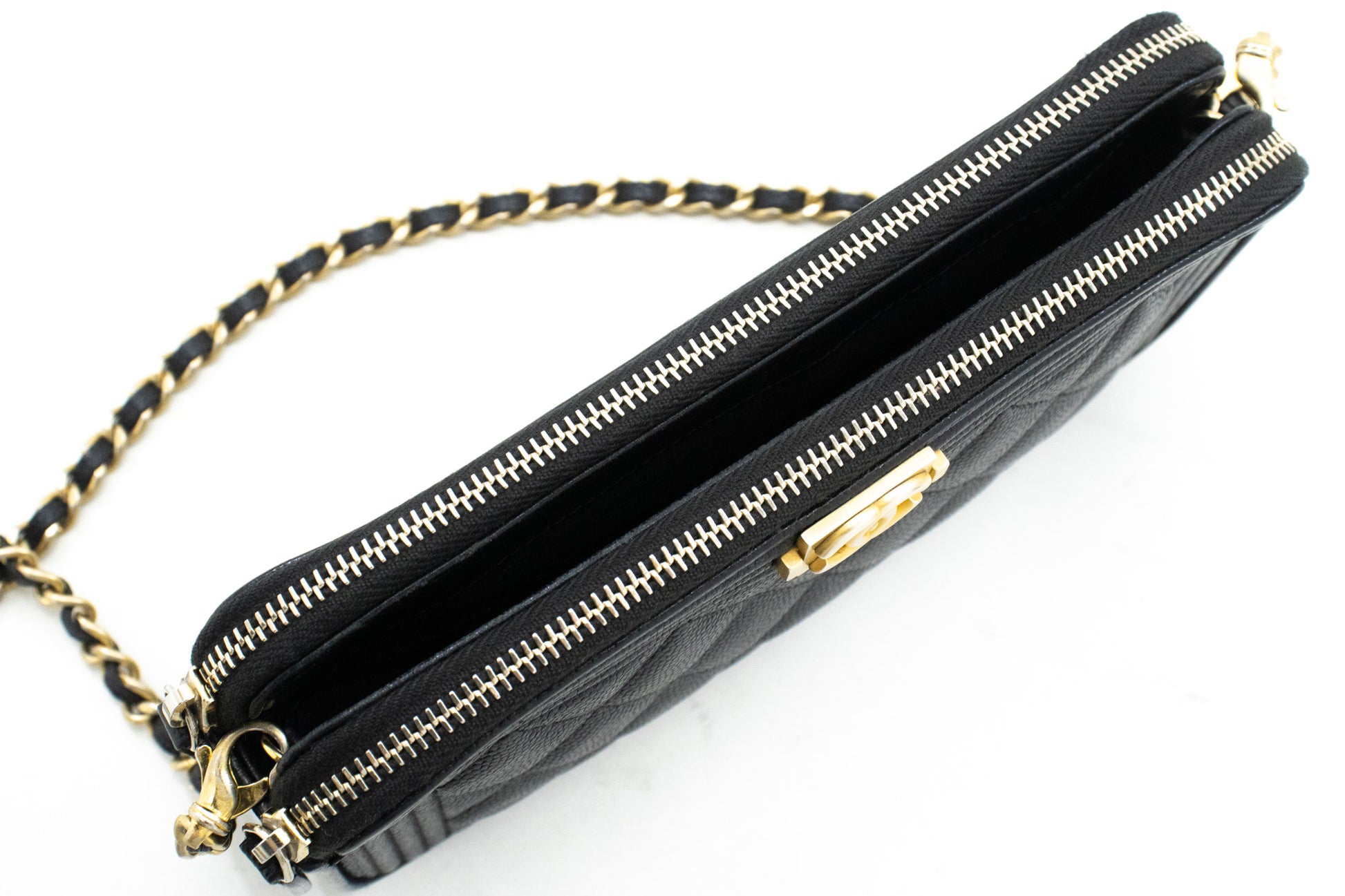 Portefeuille CHANEL Boy Noir Caviar Wallet On Chain WOC Double Zip Épaule n35 hannari-shop