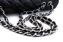 CHANEL Large Classic Handbag 11"Chain Shoulder Bag Flap Black Lamb h44