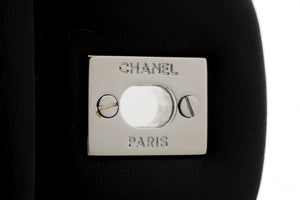 CHANEL Large Classic Handbag 11"Chain Shoulder Bag Flap Black Lamb h44