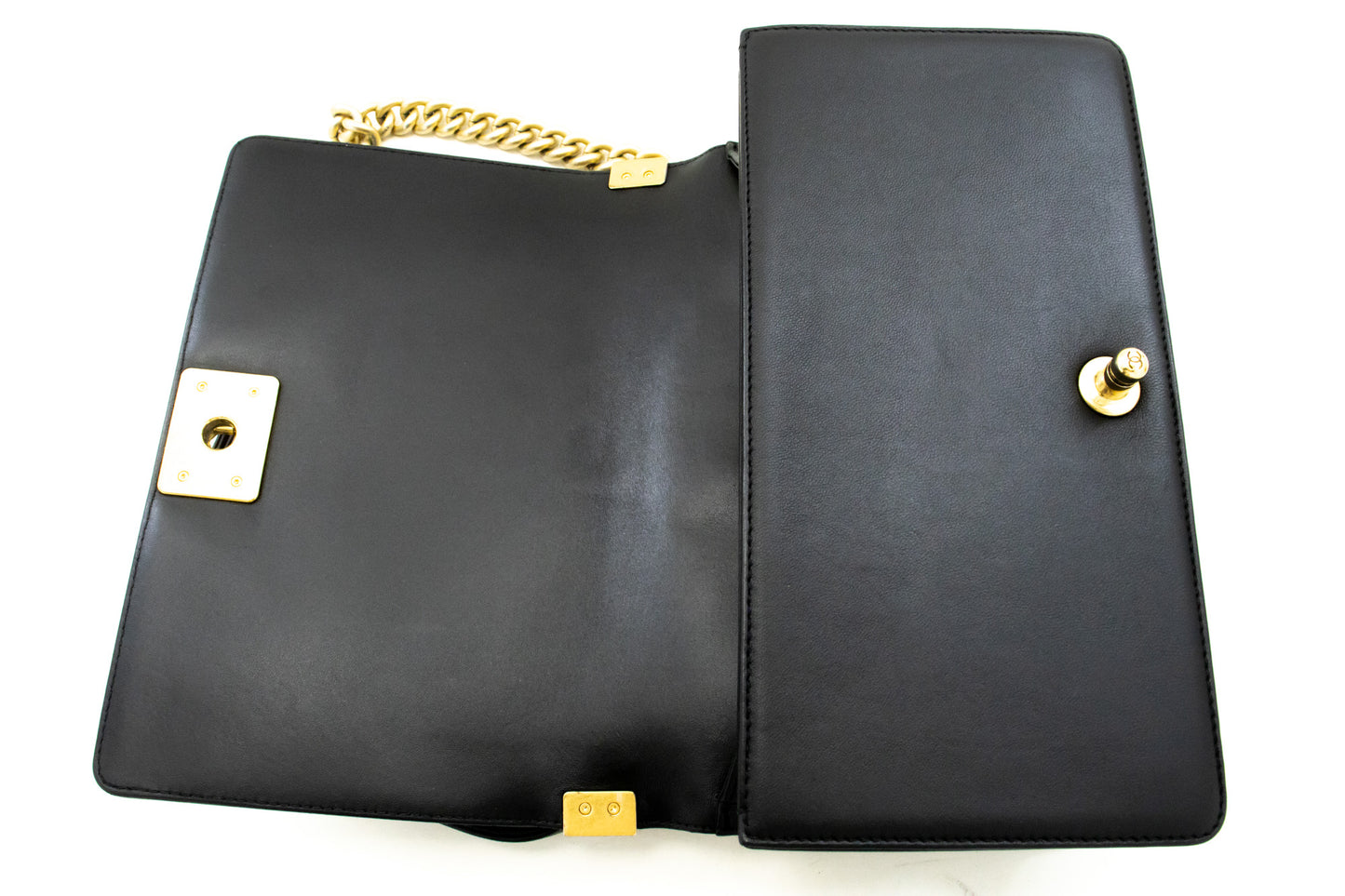 CHANEL Boy Chain Schoudertas Zwart Gequilt Flap Lamsleer n46 hannari-shop