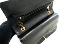 CHANEL Classic Double Flap 10" Chain Shoulder Bag Black Lambskin m48 hannari-shop