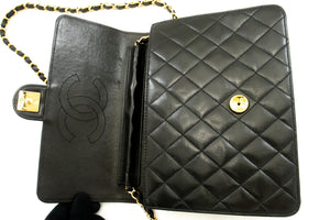 CHANEL Chain Shoulder Bag Clutch Black Quilted Flap Lambskin Purse n50 hannari-shop