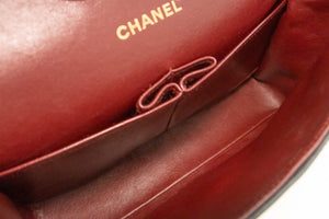 CHANEL Classic Double Flap 10" Chain Shoulder Bag Black Lambskin m95 hannari-shop