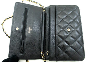 CHANEL Caviar Wallet On Chain WOC Black Shoulder Bag Crossbody n58 hannari-shop