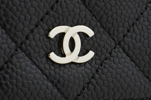 CHANEL Caviar Wallet On Chain WOC Black Shoulder Bag Crossbody SV n87 hannari-shop