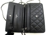 CHANEL Caviar Wallet On Chain WOC Black Shoulder Bag Crossbody SV n87 hannari-shop