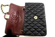 CHANEL Mini Small Chain Shoulder Bag Black Lambskin Quilted Flap n15 hannari-shop