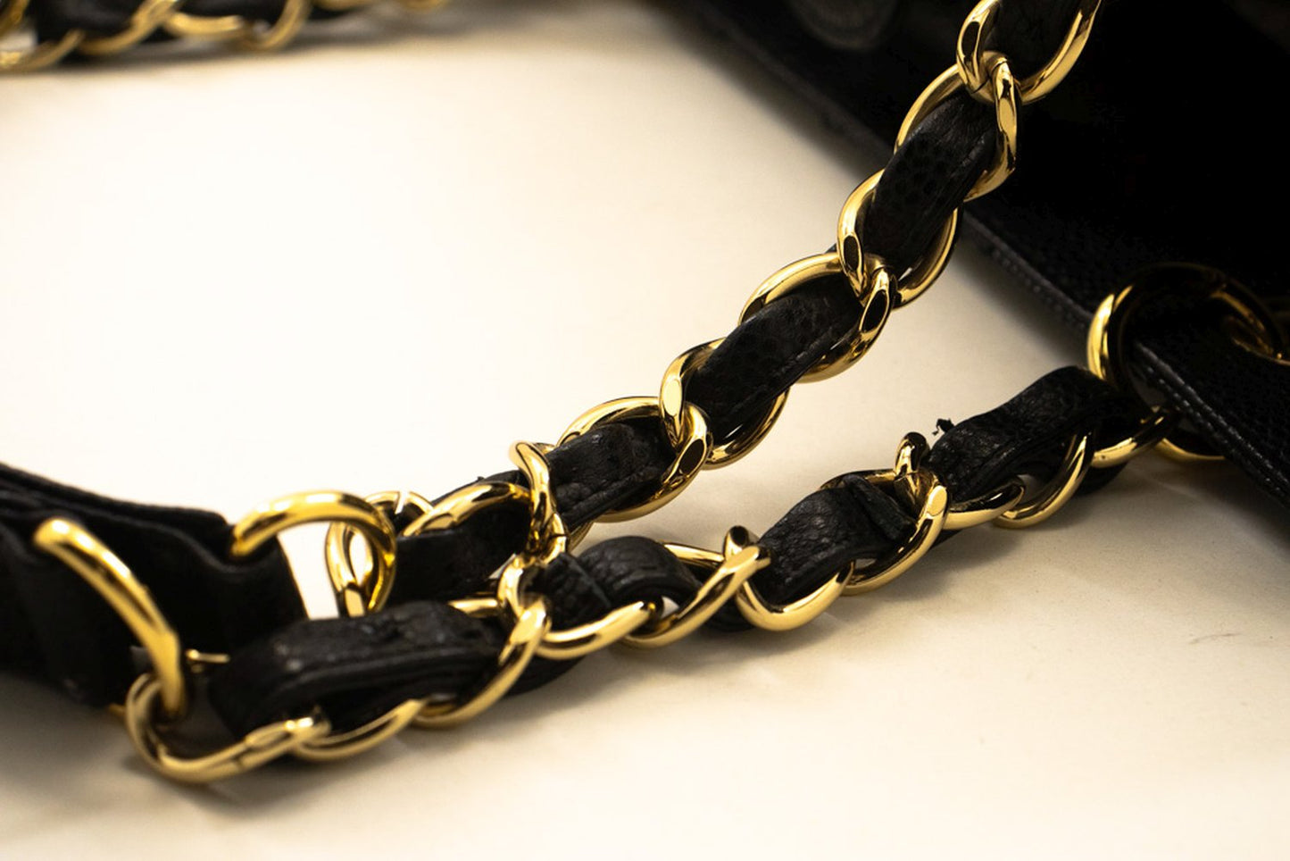 CHANEL Caviar PST Chain Schoudertas Shopping Tote Zwart Gequilt n51 hannari-shop