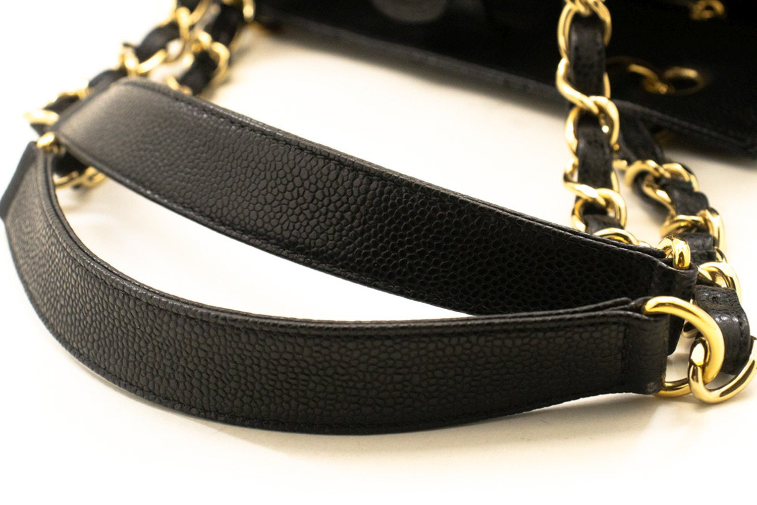 CHANEL Caviar PST Chain Schoudertas Shopping Tote Zwart Gequilt n51 hannari-shop