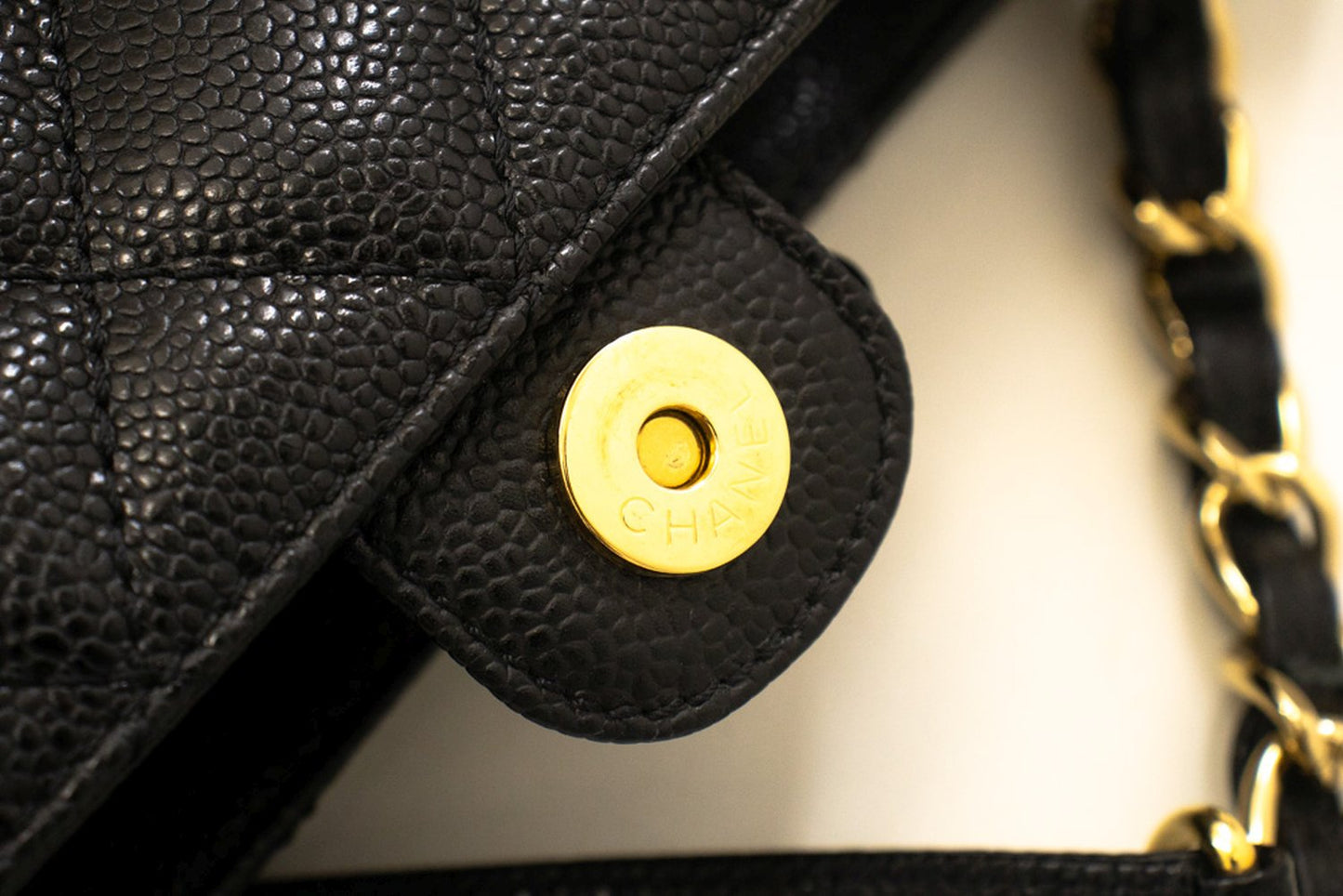 CHANEL Caviar PST Chain Schoudertas Shopping Tote Zwart Gequilt n51 hannari-shop