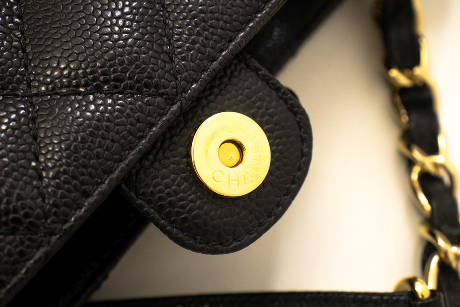 CHANEL Caviar PST Chain Schoudertas Shopping Tote Zwart Gequilt n51 hannari-shop