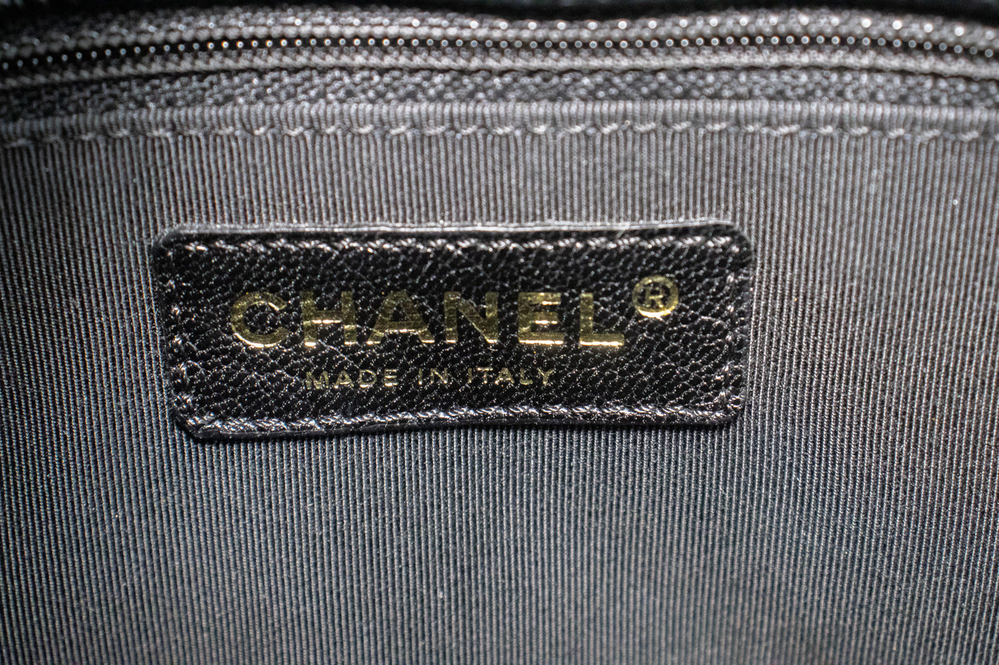 CHANEL Caviar PST Chain Schoudertas Shopping Tote Zwart Gequilt n51 hannari-shop
