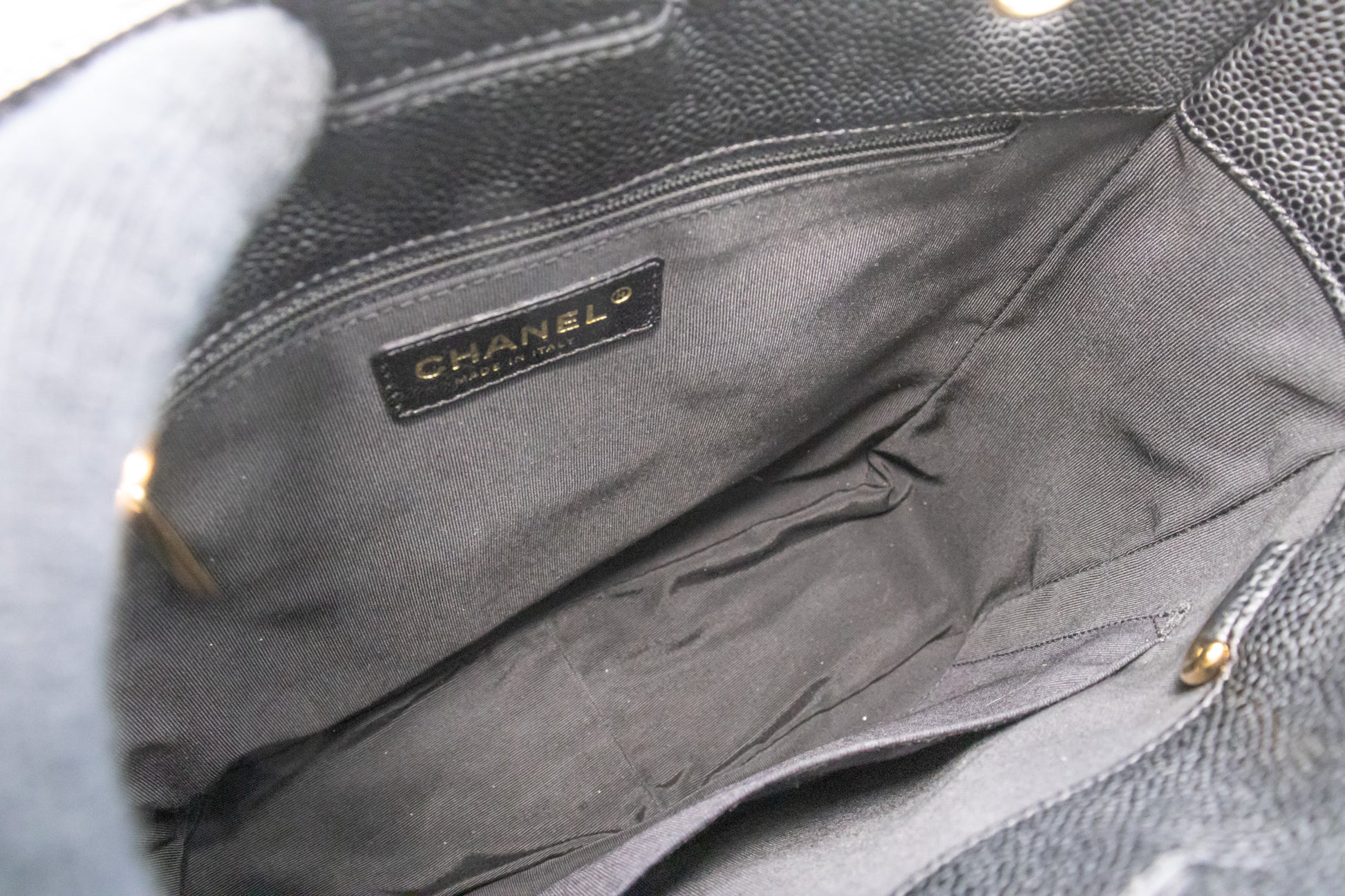 CHANEL Caviar PST Chain Schoudertas Shopping Tote Zwart Gequilt n51 hannari-shop