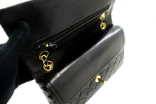 CHANEL Classic Double Flap 9" Chain Shoulder Bag Black Lambskin n92 hannari-shop