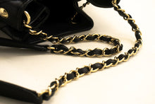 CHANEL Drawstring Chain Shoulder Bag Black Quilted Lambskin Purse p12 hannari-shop