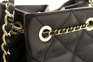 CHANEL Drawstring Chain Shoulder Bag Black Quilted Lambskin Purse p12 hannari-shop