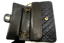 CHANEL Classic Double Flap 10" Chain Shoulder Bag Black Lambskin p32 hannari-shop